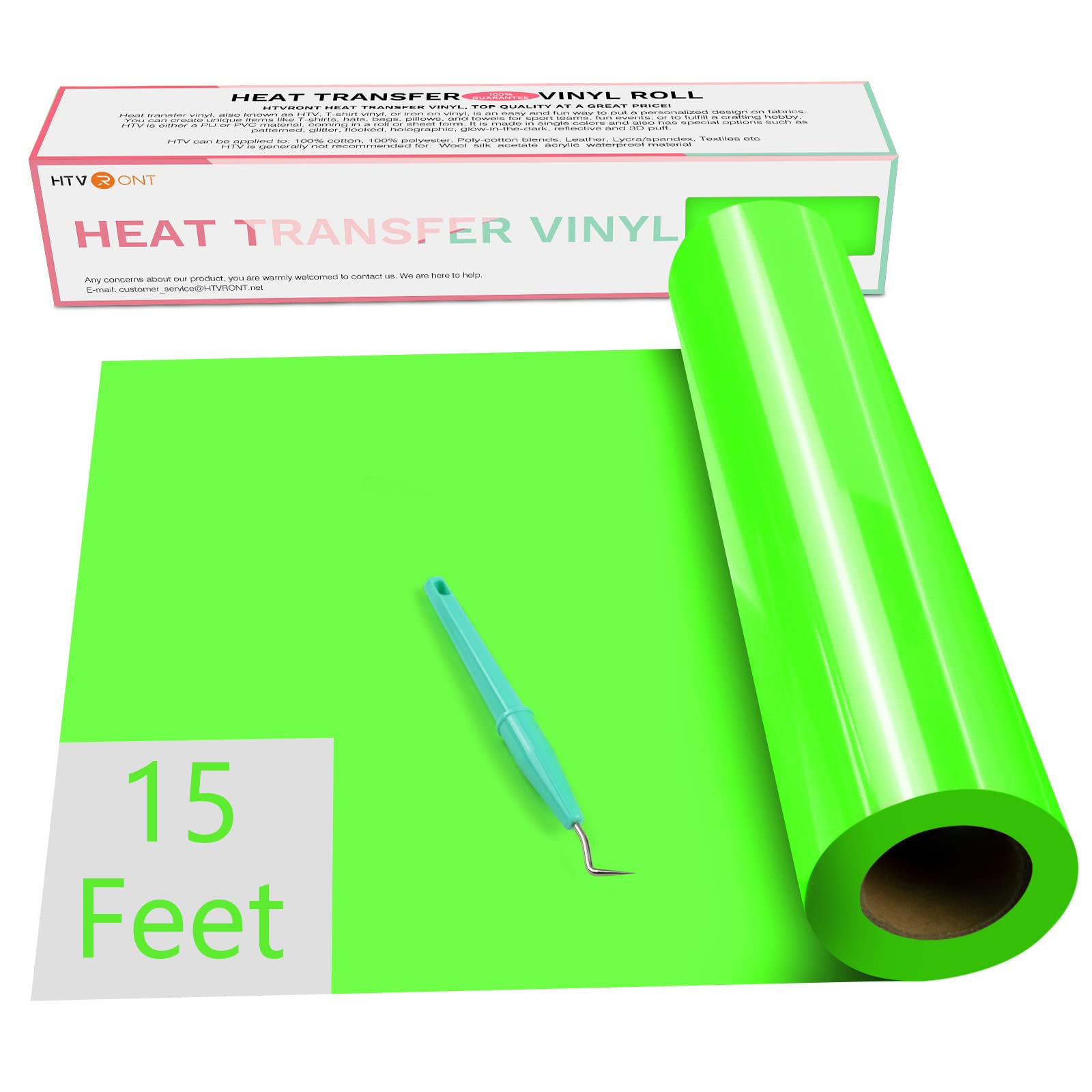 Vinil De Transferência De Calor Htvront Neon Green 12x15 Pés Para Camisas