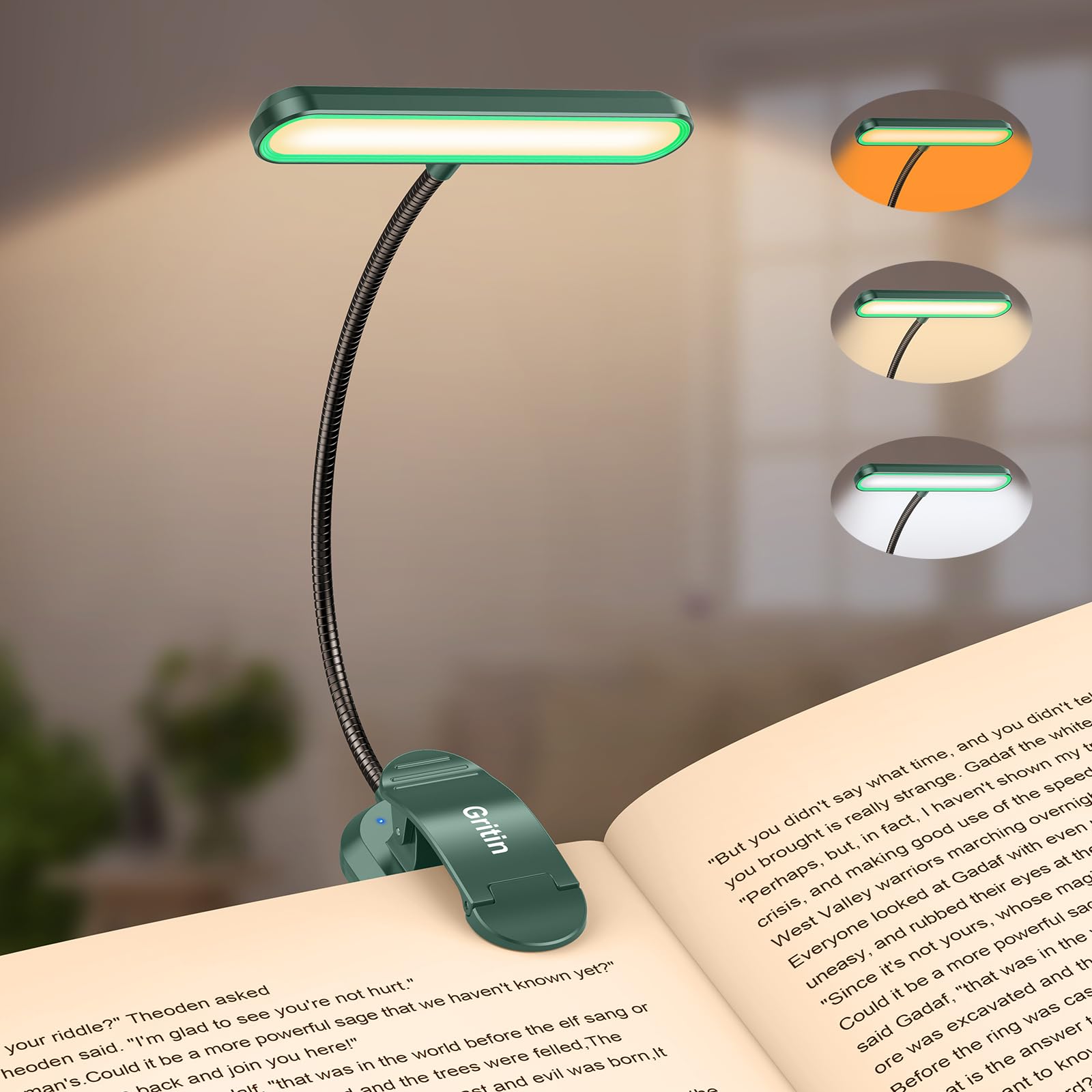 Book Light Gritin Recarregável 19 Led Com 3 Temperaturas De Cor