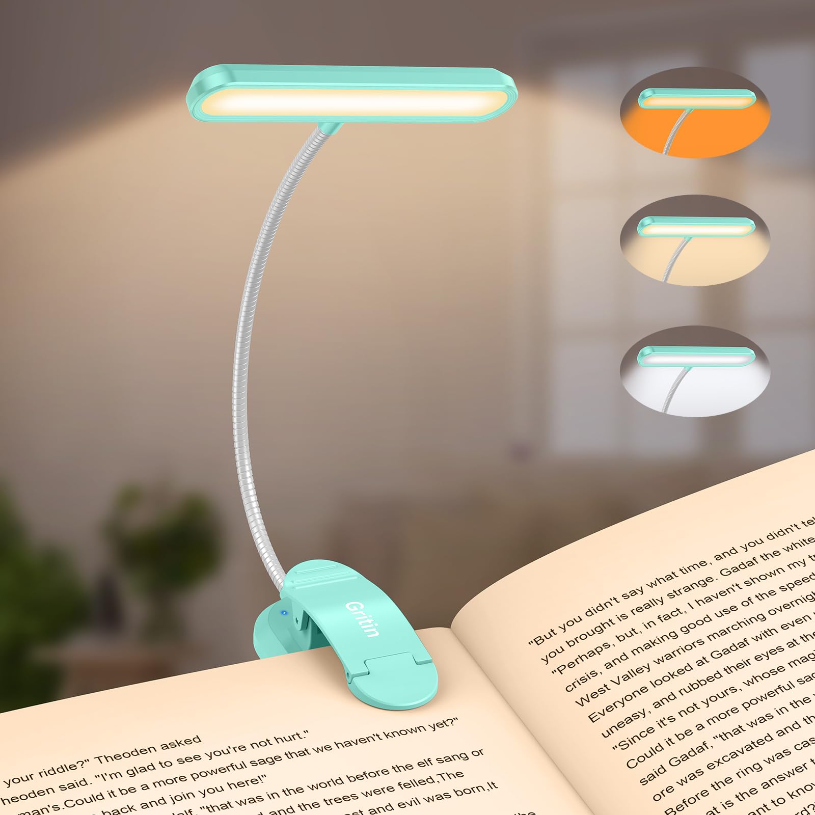 Book Light Gritin Recarregável 19 Led Com 3 Temperaturas De Cor