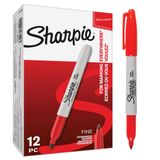Canetas Marcadoras Sharpie Fine Point Red Ink 12 Unidades