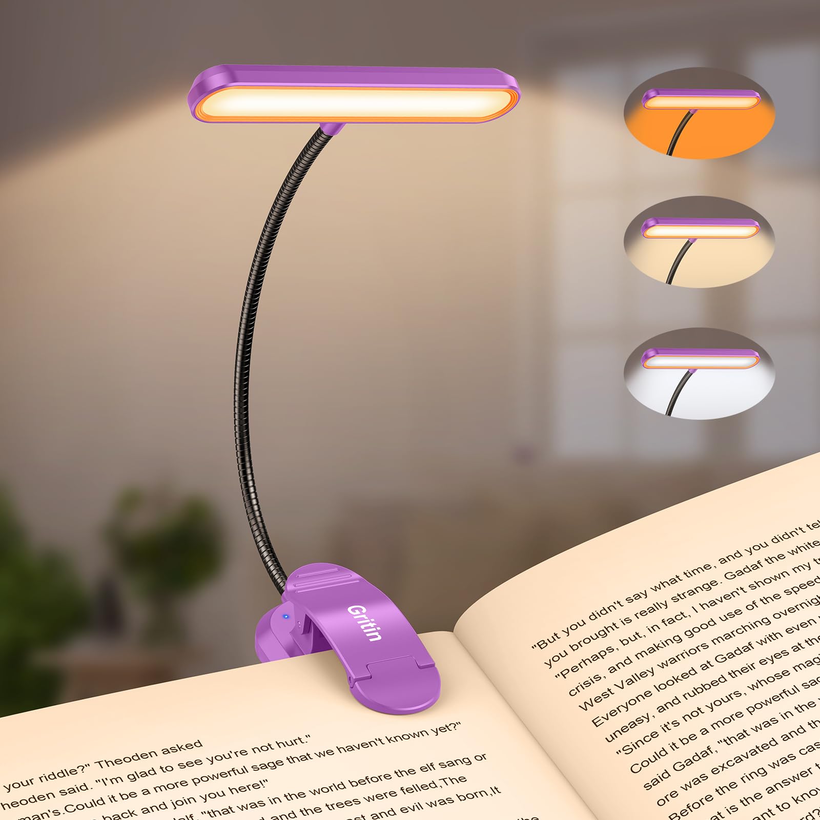 Book Light Gritin Recarregável 19 Led Com 3 Temperaturas De Cor