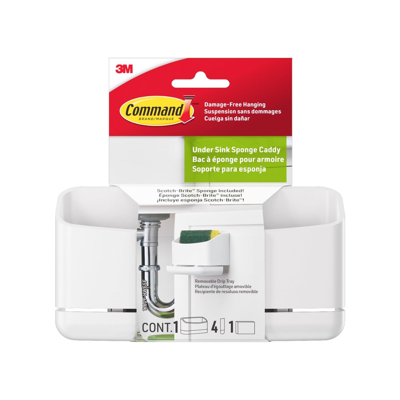 Sponge Caddy 3m Command Under Sink, 1 Pacote