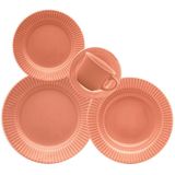 Aparelho De Jantar E Chá Cerâmica Canelé Salmão 20 Pçs Biona