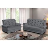 Conjunto De Sofá Finlândia 3 E 2 Lugares Suede Cinza