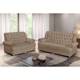 Conjunto De Sofá Finlândia 3 E 2 Lugares Suede Castor