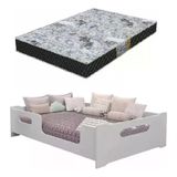 Cama Encanto Casal Montessoriana Infantil 100% Mdf + Colchão Gazim D23 De 1.88x1.38 - Branca