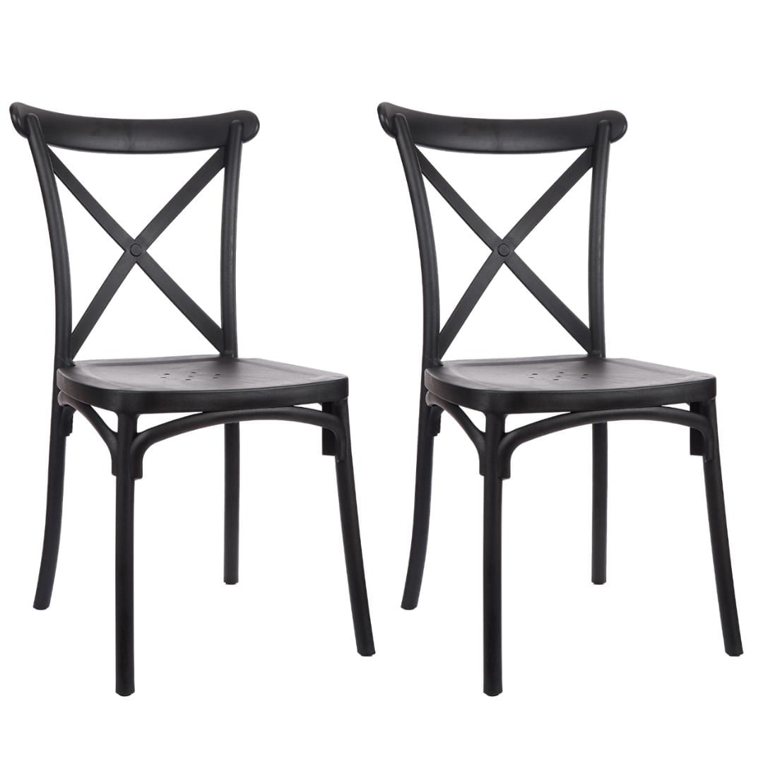 Kit 2 Cadeiras De Design Katrina Interior E Exterior - Preto
