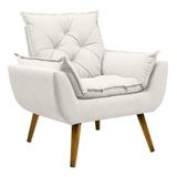 Poltrona Para Sala Decorativa Opala Linho Confortável Crú