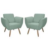 Kit De 2 Poltronas Jolly Cadeira Decorativa Em Tecido Boucle Verde