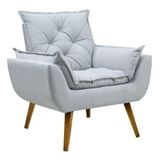Poltrona Para Sala Decorativa Opala Linho Confortável Cinza