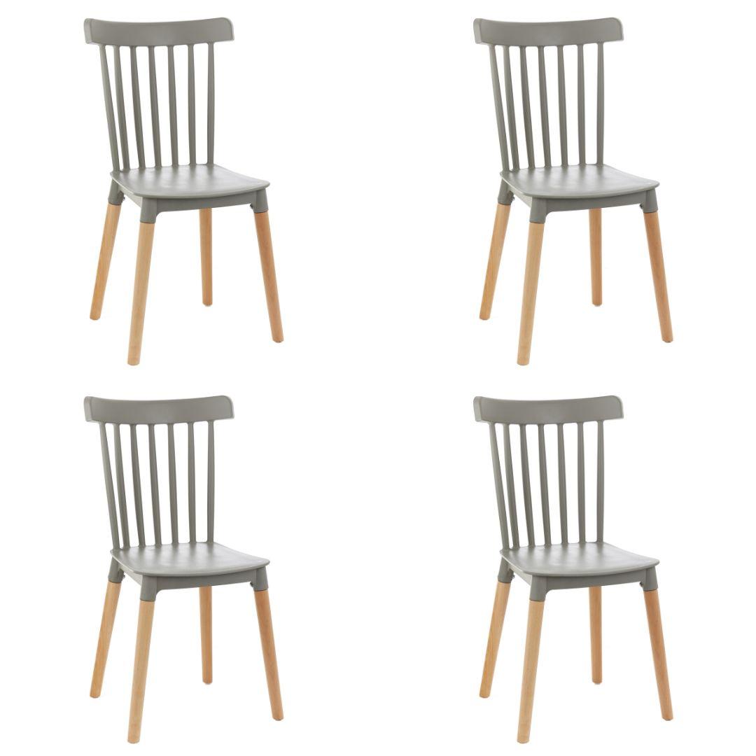 Kit 4 Cadeiras De Design Windsor - Cinza