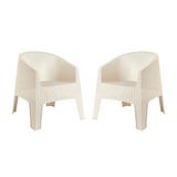 Kit 2 Poltronas De Piscina E Jardim Rattan Ibiza - Creme
