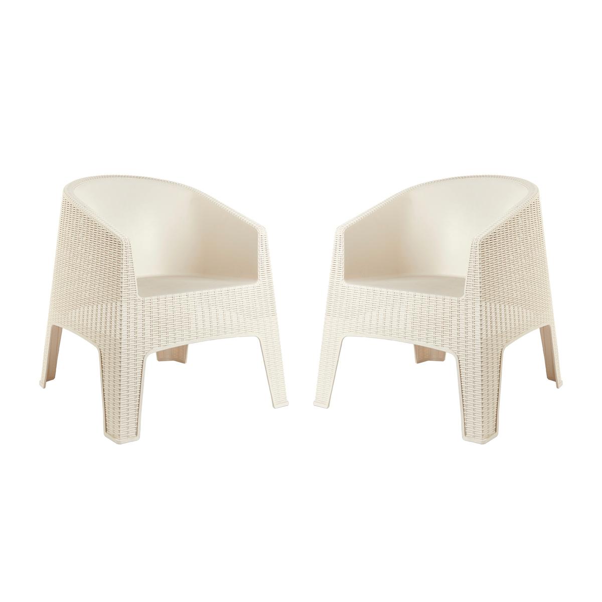 Kit 2 Poltronas De Piscina E Jardim Rattan Ibiza - Creme