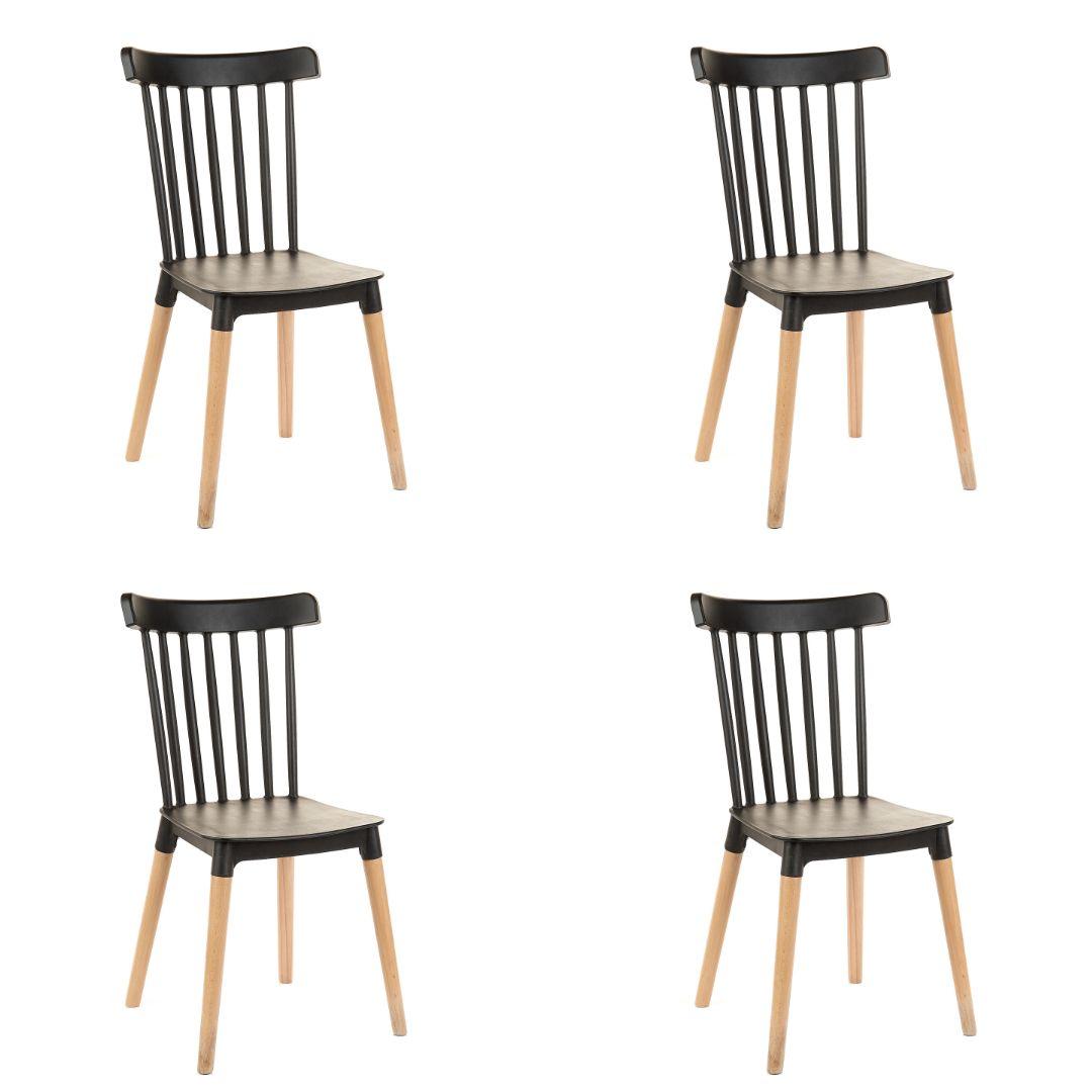 Kit 4 Cadeiras De Design Windsor - Preto