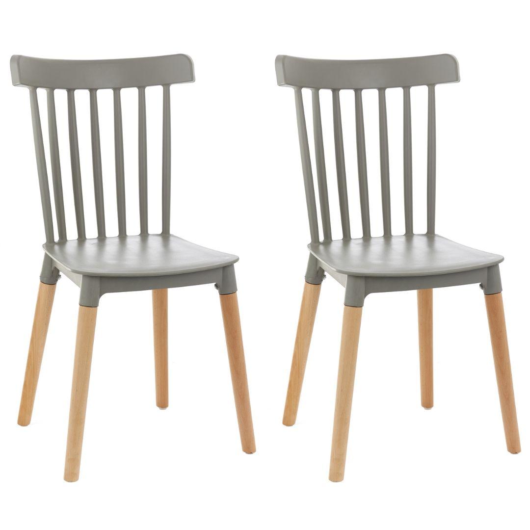 Kit 2 Cadeiras De Design Windsor - Cinza