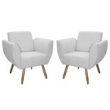 Kit De 2 Poltronas Jolly Cadeira Decorativa Em Tecido Boucle Cinza