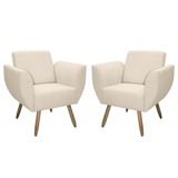 Kit De 2 Poltronas Jolly Cadeira Decorativa Em Tecido Boucle Off White