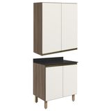 Armario Aereo Balcao 2 Portas 60cm Mdf Kali Carvalho Toq Off White Cetim Nicioli