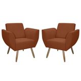 Kit De 2 Poltronas Jolly Cadeira Decorativa Em Tecido Boucle Terracota