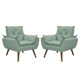 Kit De 2 Poltronas Opala Conforto Tecido Boucle Pés Trapézio Verde