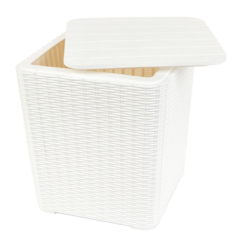 Mesa Auxiliar Rattan Capri - Branco