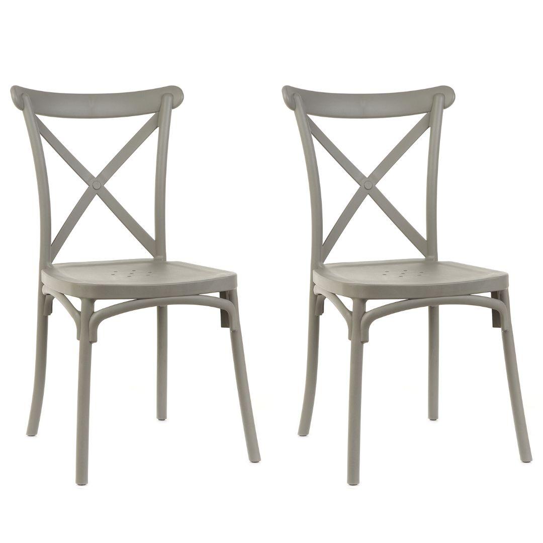 Kit 2 Cadeiras De Design Katrina Interior E Exterior - Cinza