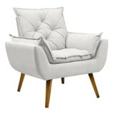 Poltrona Para Sala Decorativa Opala Linho Confortável Bege