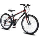 Bicicleta Aro 24 Dropp Sport Infantil Adulto18 Vel Marchas Freio V-brake - Preto E Vermelho