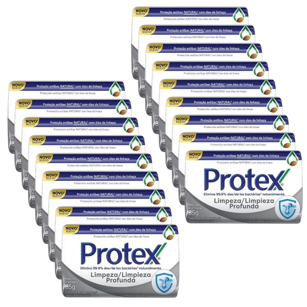 Kit Com 18 Sabonete Em Barra Protex Limpeza Profunda 85g
