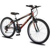 Bicicleta Aro 24 Dropp Sport Infantil Adulto18 Vel Marchas Freio V-brake - Preto E Laranja