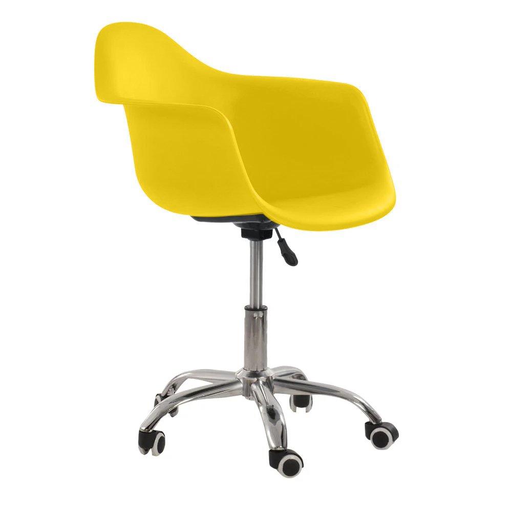 Cadeira Com Rodízios Eames Office Com Apoio De Braços Amarelo