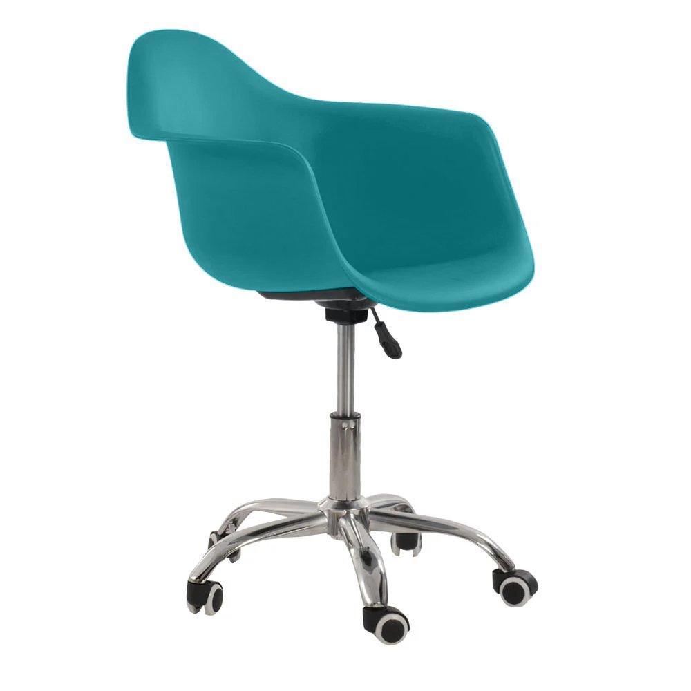 Cadeira Com Rodízios Eames Office Com Apoio De Braços Verde Escuro