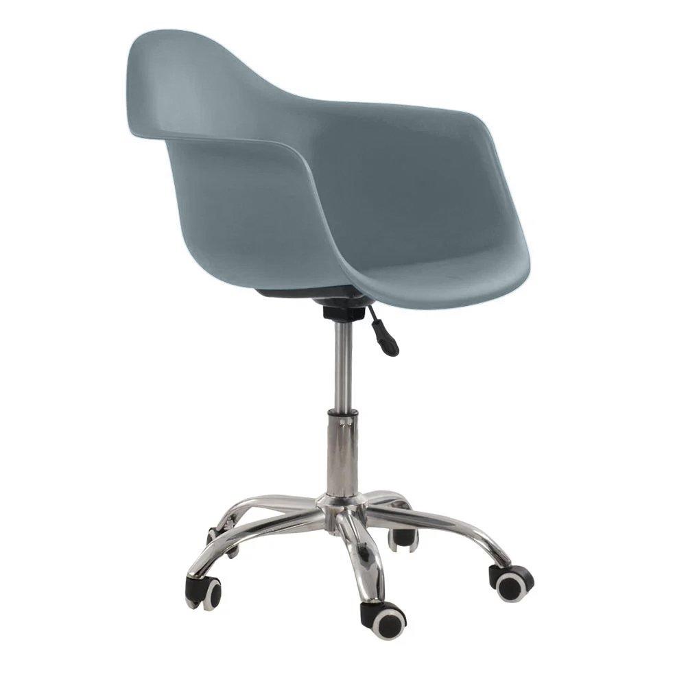 Cadeira Com Rodízios Eames Office Com Apoio De Braços Cinza Escuro