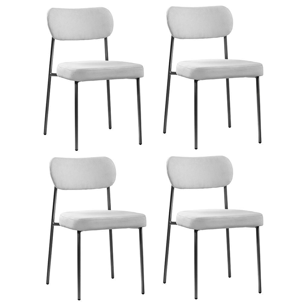 Conjunto 4 Cadeiraslavínia Bouclê Cinza/aço Preto- Salaone