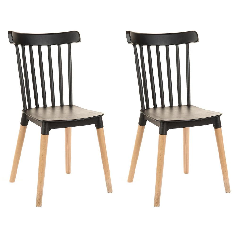 Kit 2 Cadeiras De Design Windsor - Preto