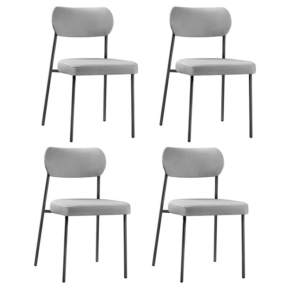 Conjunto 4 Cadeiraslavínia Linho Cinza/aço Preto- Salaone