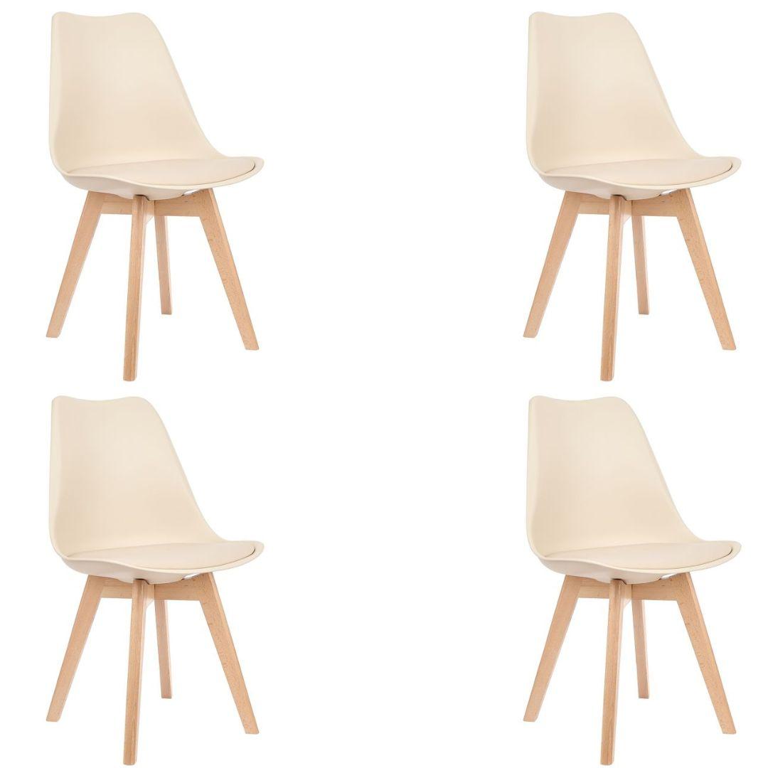 Kit 4 Cadeiras De Design Tulip - Nude
