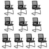 Kit 10 Cadeiras Interlocutor Office Chicago Fixa Preto