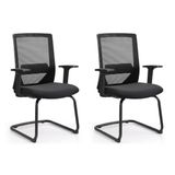 Kit 2 Cadeiras Interlocutor Office Chicago Fixa Preto
