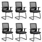 Kit 6 Cadeiras Interlocutor Office Chicago Fixa Preto