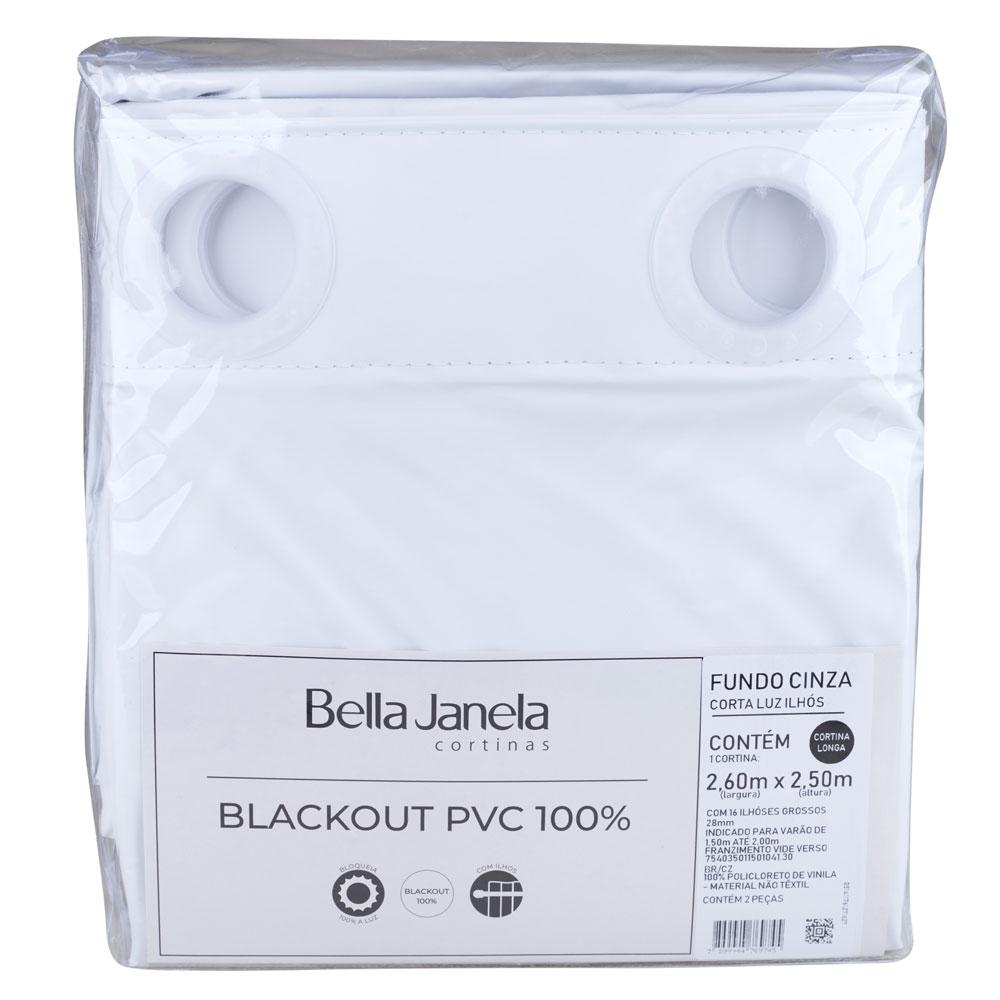 Cortina Blackout Dupla Face 260x250cm Com Ilhós Bella Janela Branca
