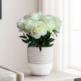 Conjunto 18 Hastes De Flor De Rosa Branca Ou Vermelha Artificial Para Decoração Romântica E Rústica