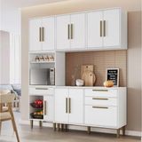 Cozinha Completa 10 Portas 3 Gavetas Com Fruteira Lorena Kaiki Móveis - Branco