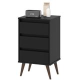 Mesa De Cabeceira 3 Gavetas Com Pés Palito Woon Preto