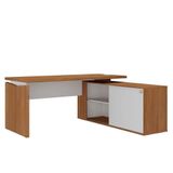 Mesa Para Escritório Diretor Com Porta De Correr E Nichos Freijó/branco