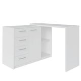 Escrivaninha Em L Com 4 Gavetas 1 Porta E Nicho London Branco
