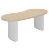 Mesa Para Escritório Com Tampo Curvado E Pés Ripados Carvalho/branco