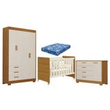 Quarto De Bebê Zaki E Berço Americano Evolution 4 Em 1 Areia Acetinado Savana Com Colchão Ortobom - Reller