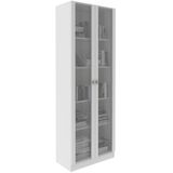 Estante Armário Alta Livreiro Multiuso Office 2 Portas Vidro Branco