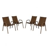 Kit 4 Cadeiras Ipanema Area Externa, Jardim Junco Bronze